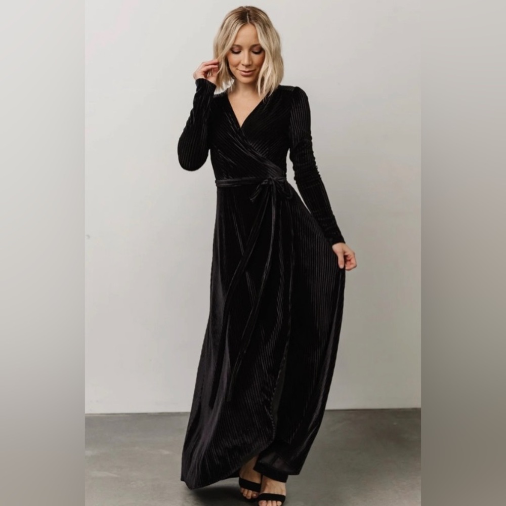 Black velvet wrap dress